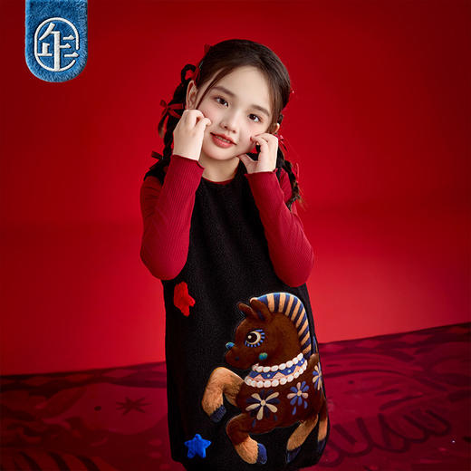 年衣童装儿童连衣裙女童冬季新款加厚宝宝裙子中式利马出发连衣裙 商品图3