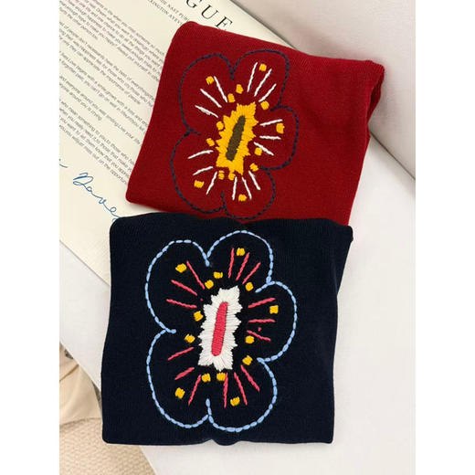 「高货rp」全新升级【铂金会员293/天猫399/差价106】(05511)洛诗琳复古手工钩花朵羊毛衫2025冬季气质新年红针织毛衣 商品图1