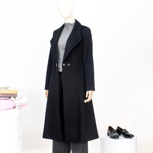 FOCALS新款修身显瘦中长款时尚翻领毛呢大衣外套FYJDK790 商品图1