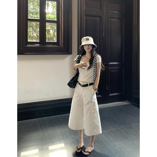 EKOOL衣库 方领短袖T恤女夏季2025新款抽褶设计百搭显瘦休闲上衣 商品图1