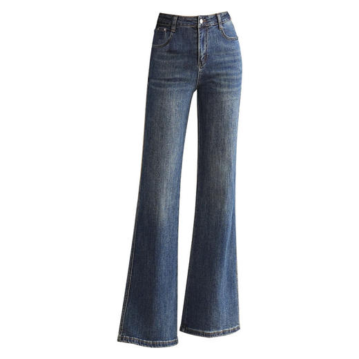 「自」全新升级【铂金会员183/天猫239/差价56】(11257)洛诗琳复古加绒牛仔裤2025秋冬新款高腰修身显瘦微喇裤 商品图4