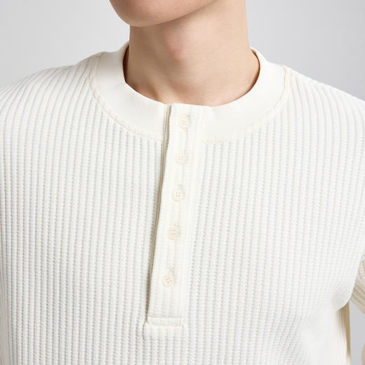 墨麦客男装老钱风亨利领卫衣男2025秋款华夫格肌理男士卫衣55841 商品图2