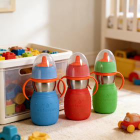 美国安思培二代不锈钢二合一安心学饮吸管杯330ML