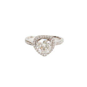 AU750白金经典简约爱心造型1.08克拉钻石戒指14.5号（戒圈可改） 231225NJS64