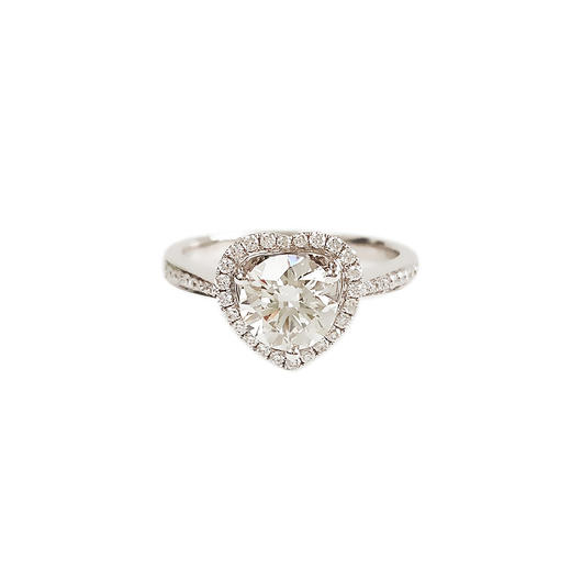 AU750白金经典简约爱心造型1.08克拉钻石戒指14.5号（戒圈可改） 231225NJS64 商品图0