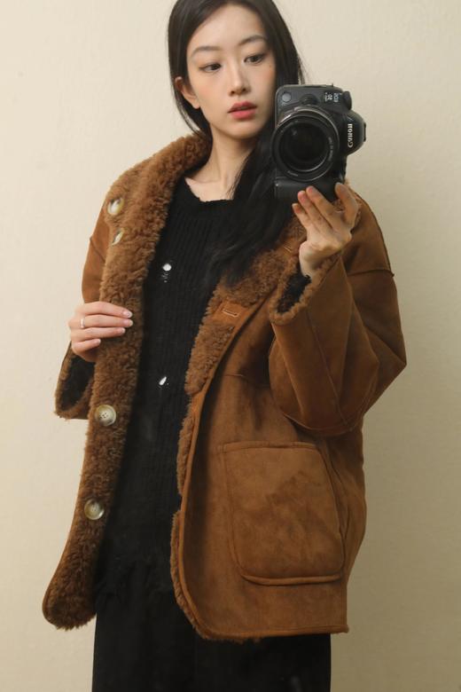 get韩女穿搭【双面穿100%羊毛麂皮大衣】100%绵羊毛🦙手感柔软有弹性，内里复合麂皮~正反都可以穿WD 商品图7