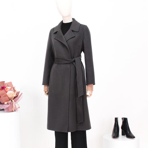 FOCALS福柯斯新款简约休闲纯色羊毛双面呢长款大衣外套FRRDK681A1 商品图3
