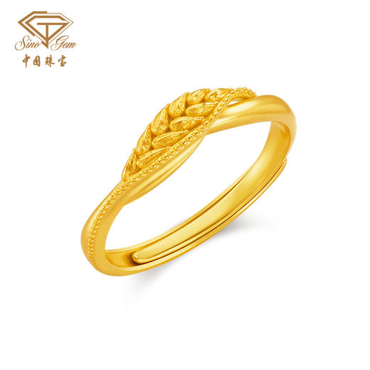 「美好金」麦向幸福古法黄金戒指 足金麦穗礼物送女友 商品图2