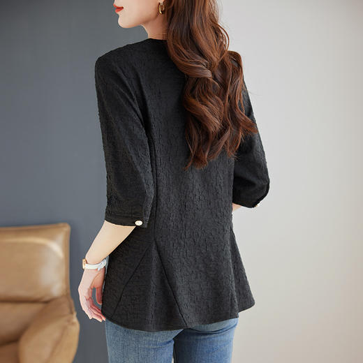 2025秋季新款女装蕾丝打底衫女士衬衫胖mm大码七分袖上衣中袖小衫 商品图4