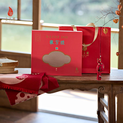 上久楷新中式国风文创礼盒送礼 宋锦挂件 丝羊绒长巾  福禄绵长 商品图1