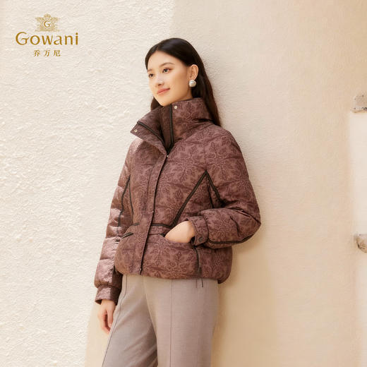 【直播同款】Gowani/乔万尼2025新款轻薄女款冬季两色可选复古短款羽绒服EZ4T209 商品图1
