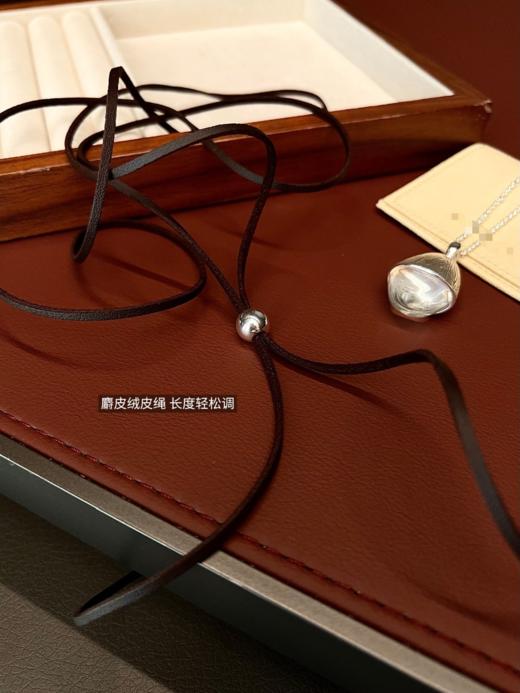 手工拉丝镀银【松果长项链】明星同款！迅速提升穿搭氛围感！皮绳全长150cm随意调节！无标发货WD 商品图5