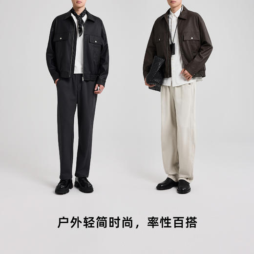 墨麦客男装2025秋季新款PU防风皮夹克男士复古做旧皮衣外套男。 商品图4