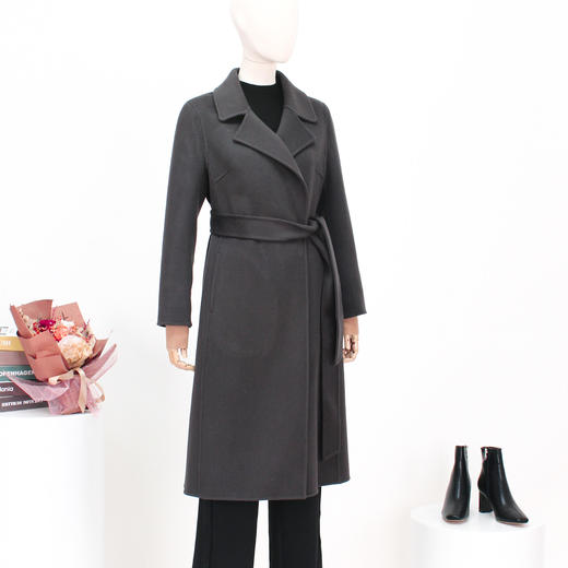 FOCALS福柯斯新款简约休闲纯色羊毛双面呢长款大衣外套FRRDK681A1 商品图1