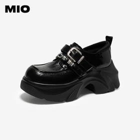 MIO米奥甜酷小皮鞋2026春季新款厚底增高黑色复古通勤运动乐福鞋M261561544
