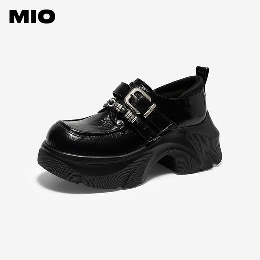 MIO米奥甜酷小皮鞋2026春季新款厚底增高黑色复古通勤运动乐福鞋M261561544 商品图0