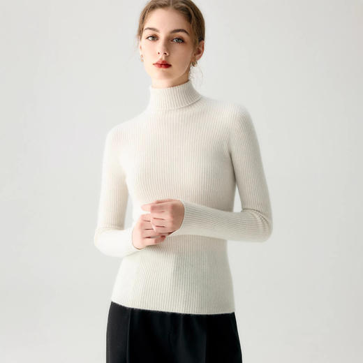「高货rig」全新升级【铂金会员514/天猫699/差价185】(03455)洛诗琳气质无缝羊绒衫2025秋冬纯色修身显瘦高领毛衣女 商品图4