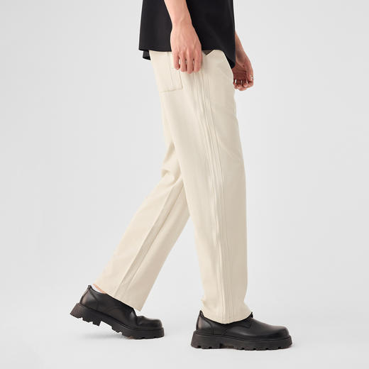 墨麦客链条纹针织休闲长裤男士2025春季新款简约拼接压线裤子男。 商品图3