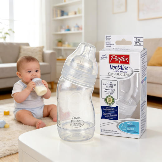 美国Playtex倍儿乐/哺儿适婴幼儿防胀气宽口径/水晶奶瓶 不含BPA 商品图0