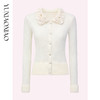 余潇潇【甜心修炼】柔软舒适坑条显瘦弹力花朵翻领修身垫肩针织衫 商品缩略图3