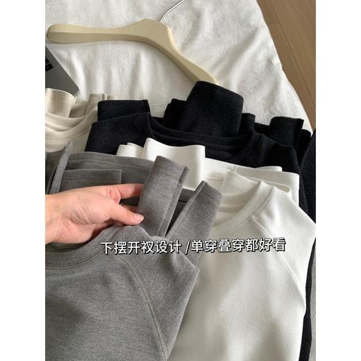 秋冬中长款加厚软糯膨体暖绒松弛感长袖T恤 休闲显瘦秋冬打底 商品图3