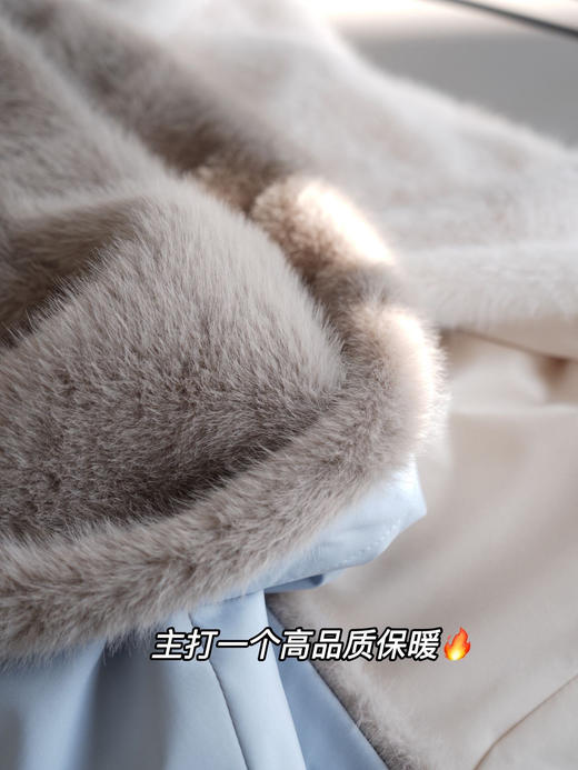 🌸【外贸尾单】仿貂绒一体连帽外套 ：💕一件过冬闭眼冲❄️毛毛外套一件抵俩❗️ 内里高品质厚绒暖糯亲肤➕外层三防耐脏抗造🔥奶油白/雾霾蓝双色不挑人穿❗️  商品图3
