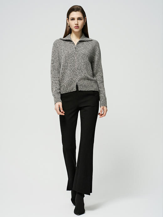 【双拉链混色羊绒开衫】羊绒世家秋冬新品女士100%山羊绒针织开衫外套 商品图2