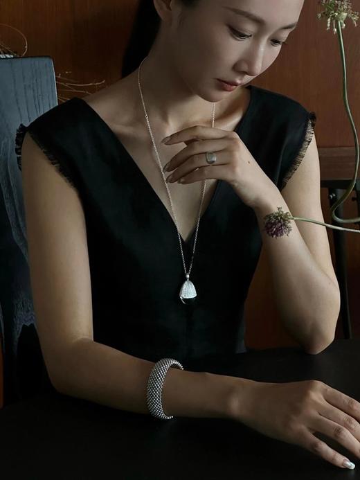 手工拉丝镀银【松果长项链】明星同款！迅速提升穿搭氛围感！皮绳全长150cm随意调节！无标发货WD 商品图2