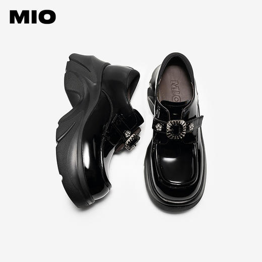 欧阳娣娣同款MIO米奥乐福鞋女2026春季新款高跟金属饰扣小皮鞋M261561514 商品图3
