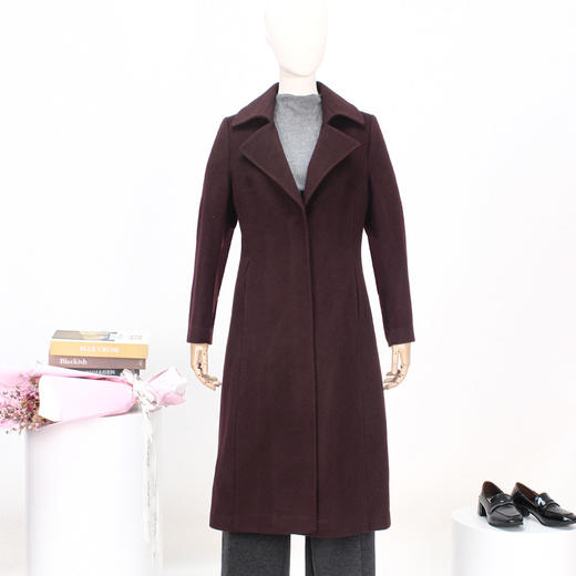 FOCALS新款简约时尚修身显瘦暗扣中长款毛呢大衣外套FYQDK710 商品图0