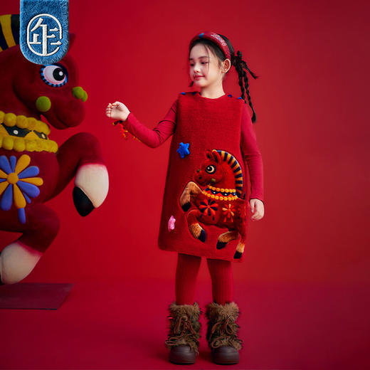 年衣童装儿童连衣裙女童冬季新款加厚宝宝裙子中式利马出发连衣裙 商品图4