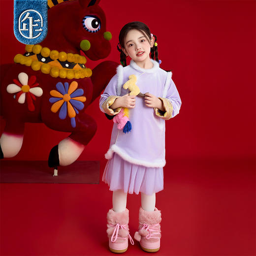年衣童装儿童旗袍裙女童冬季新款加厚宝宝裙子改良利马开心旗袍裙 商品图3