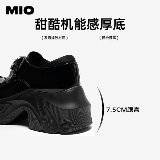 欧阳娣娣同款MIO米奥乐福鞋女2026春季新款高跟金属饰扣小皮鞋M261561514 商品图4