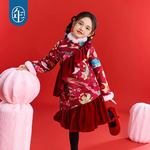 年衣童装中式公主裙女童冬季新品连衣裙国风加厚天马行空中式公主裙 商品图4