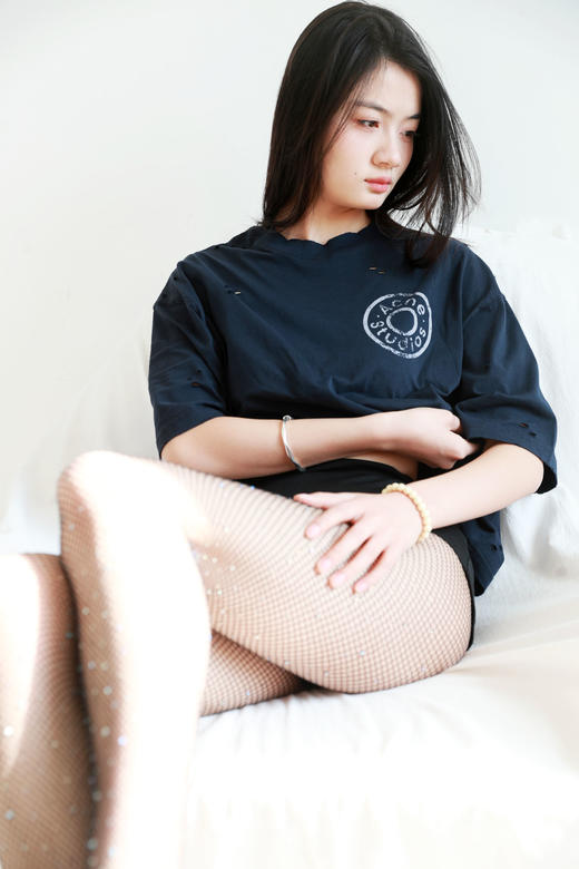 磨破做旧+复古印花，胸口小标tee。正肩式宽松圆领全棉t恤C122558 商品图8