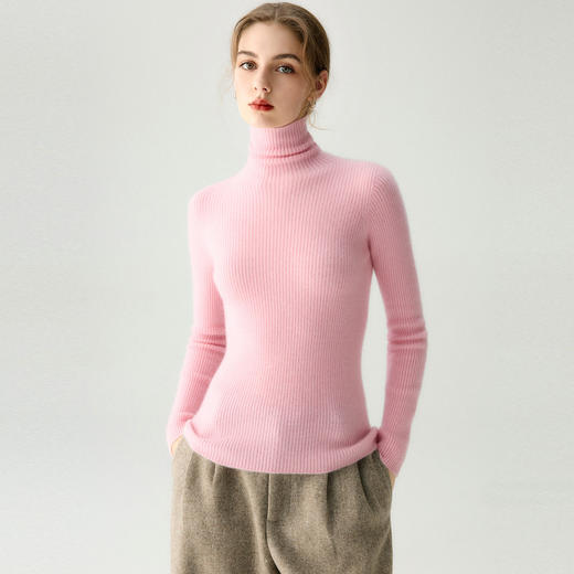 「高货rig」全新升级【铂金会员514/天猫699/差价185】(03455)洛诗琳气质无缝羊绒衫2025秋冬纯色修身显瘦高领毛衣女 商品图2