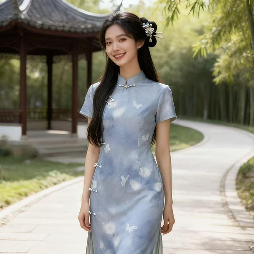 复古国风年轻少女款旗袍新款中长款修身显瘦日常可穿旗袍901536 商品图0