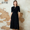 EITIE爱特爱气质新中式立领盘扣显瘦黑色连衣裙2025春季新款8107803 商品缩略图0