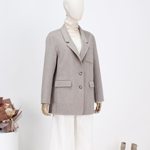 FOCALS冬季新款商务休闲西服领短款双面呢西装外套FRRDB671MW 商品图1