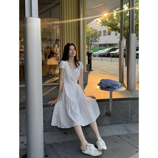 EKOOL衣库 重工提花刺绣短袖连衣裙女夏季新款气质显瘦中长款裙子 商品图2