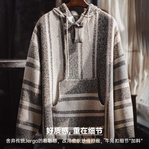 马登工装美式复古巴哈半开襟连帽卫衣套头针织衫薄款垂感外套男春 商品图1