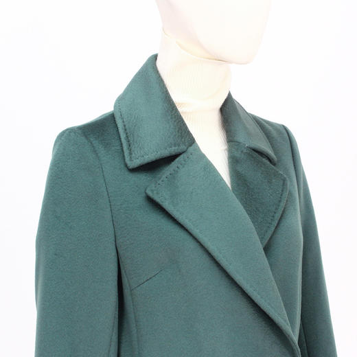 FOCALS新款西装领水波纹中长款双排扣羊毛大衣外套FYJDK833GA 商品图4