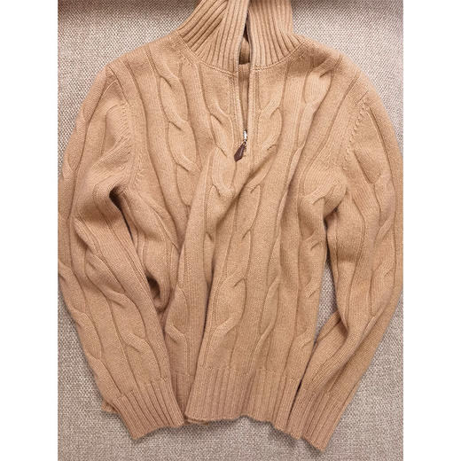 【非质量问题不退】英伦绅士 LOR* PIAN*A同款男士家属款 100%羊绒大翻领半拉链套头衫 重磅590g厚实绞花 质感可媲美柜货5位数 商品图1