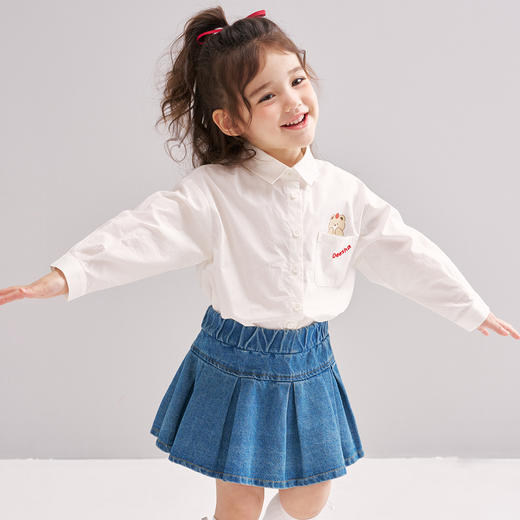 笛莎Deesha 2026春季女童休闲时尚趣味印花翻领长袖衬衫 商品图1