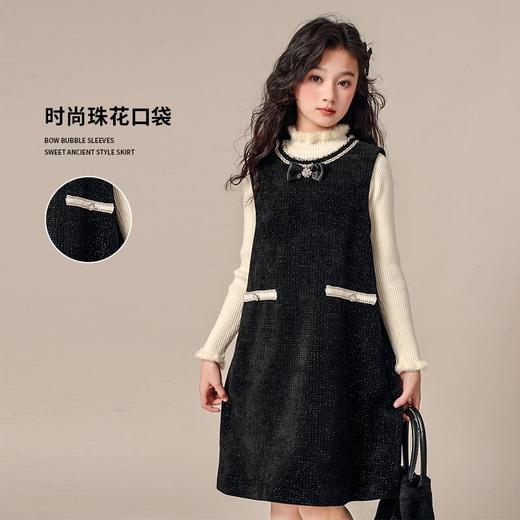 女童高级套装裙新款上衣高领冬装儿童打底无袖加绒背心裙小香风 商品图2