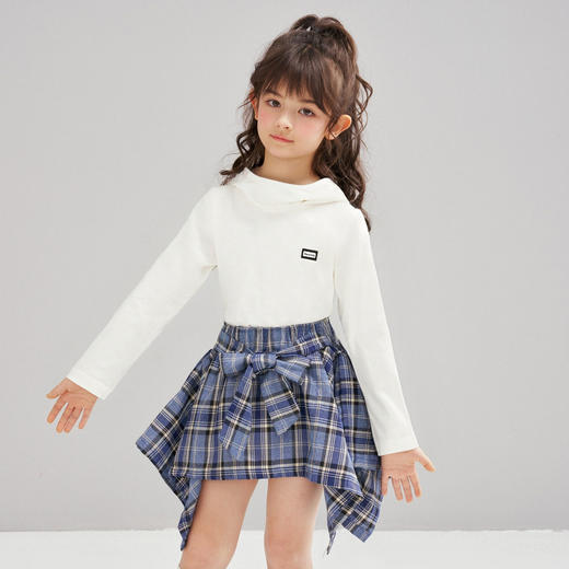 笛莎Deesha 2026春季女童简约时尚基础连帽长袖T恤 商品图1