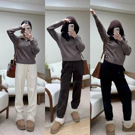 外贸大厂出品【加绒加厚卫裤】3色可选~基础不挑人的经典版型，手感柔软，垂而有型，筋骨感十足WD