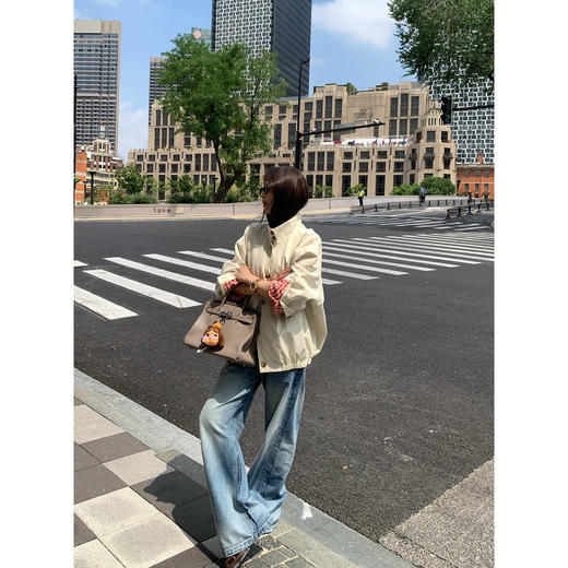 EKOOL衣库 格子里布立领工装外套女早秋新款宽松廓形百搭夹克上衣 商品图2