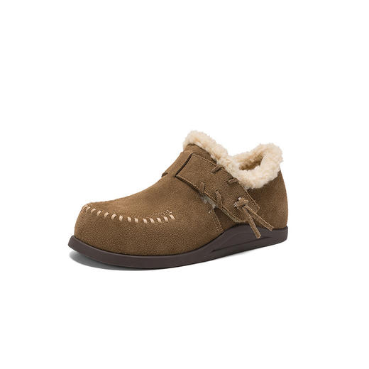 OLD 13450反绒皮加绒单鞋棉鞋加绒保暖一脚蹬毛毛鞋 商品图3