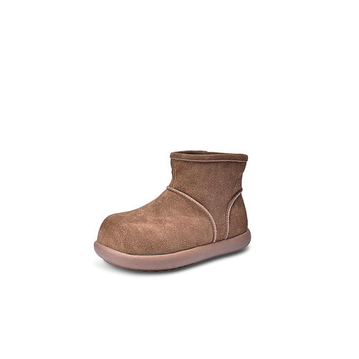 经典鲨2025年冬专柜新品牛皮革平底羊羔毛保暖抗寒雪地靴女KW392-558081 商品图4